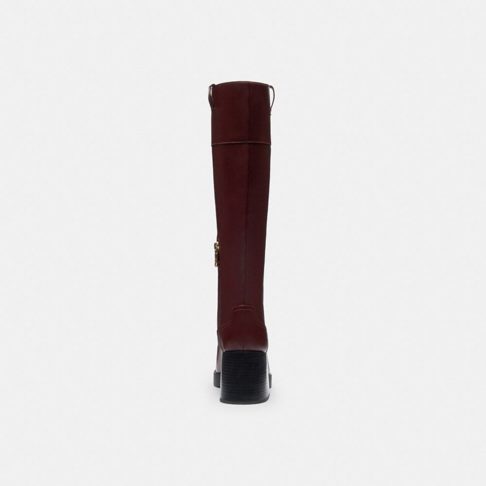 Coach Block Heel Tall Boot Dark Wine