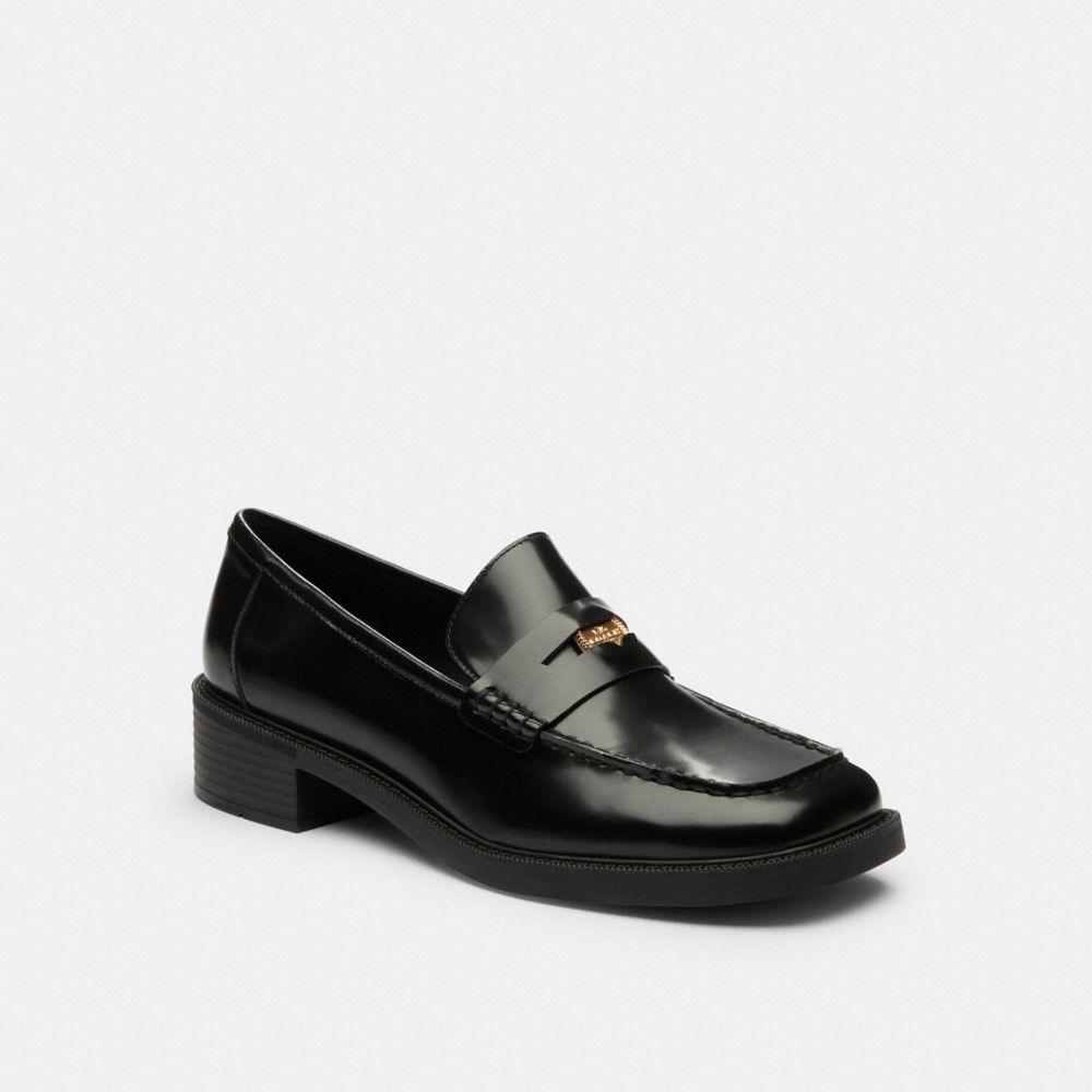 Coach Square Toe Loafer Black