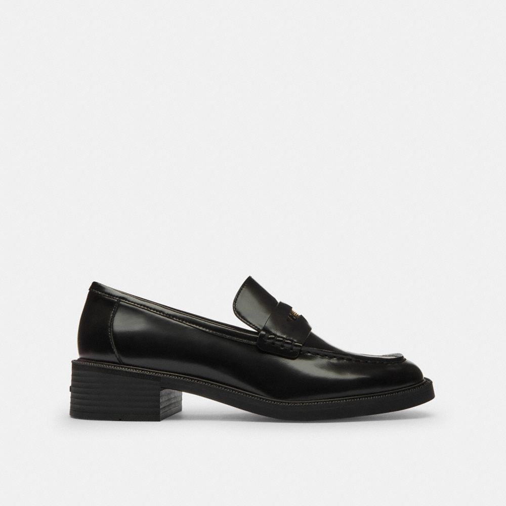 Coach Square Toe Loafer Black