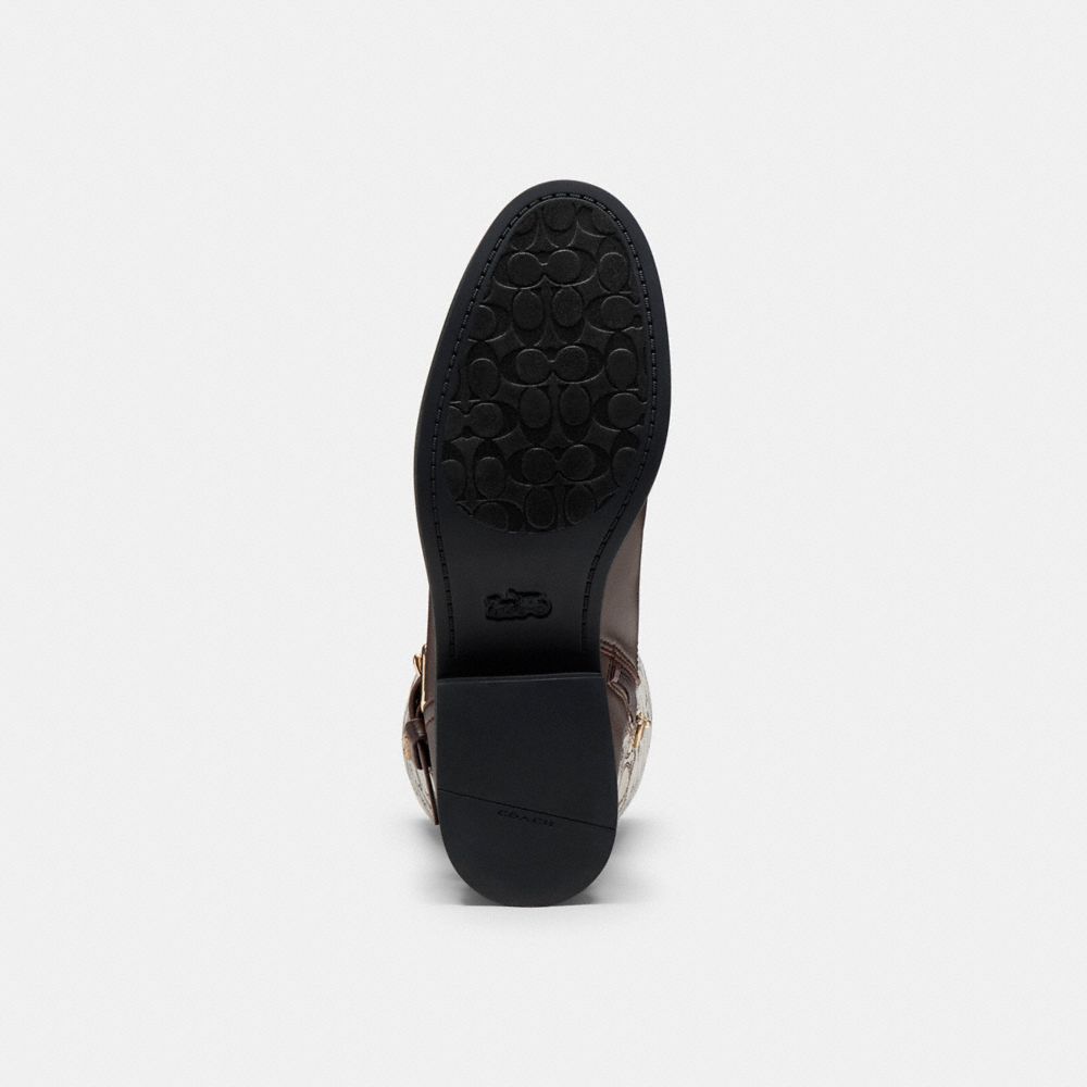 Coach Riding Boot In Signature Jacquard Oak Maple