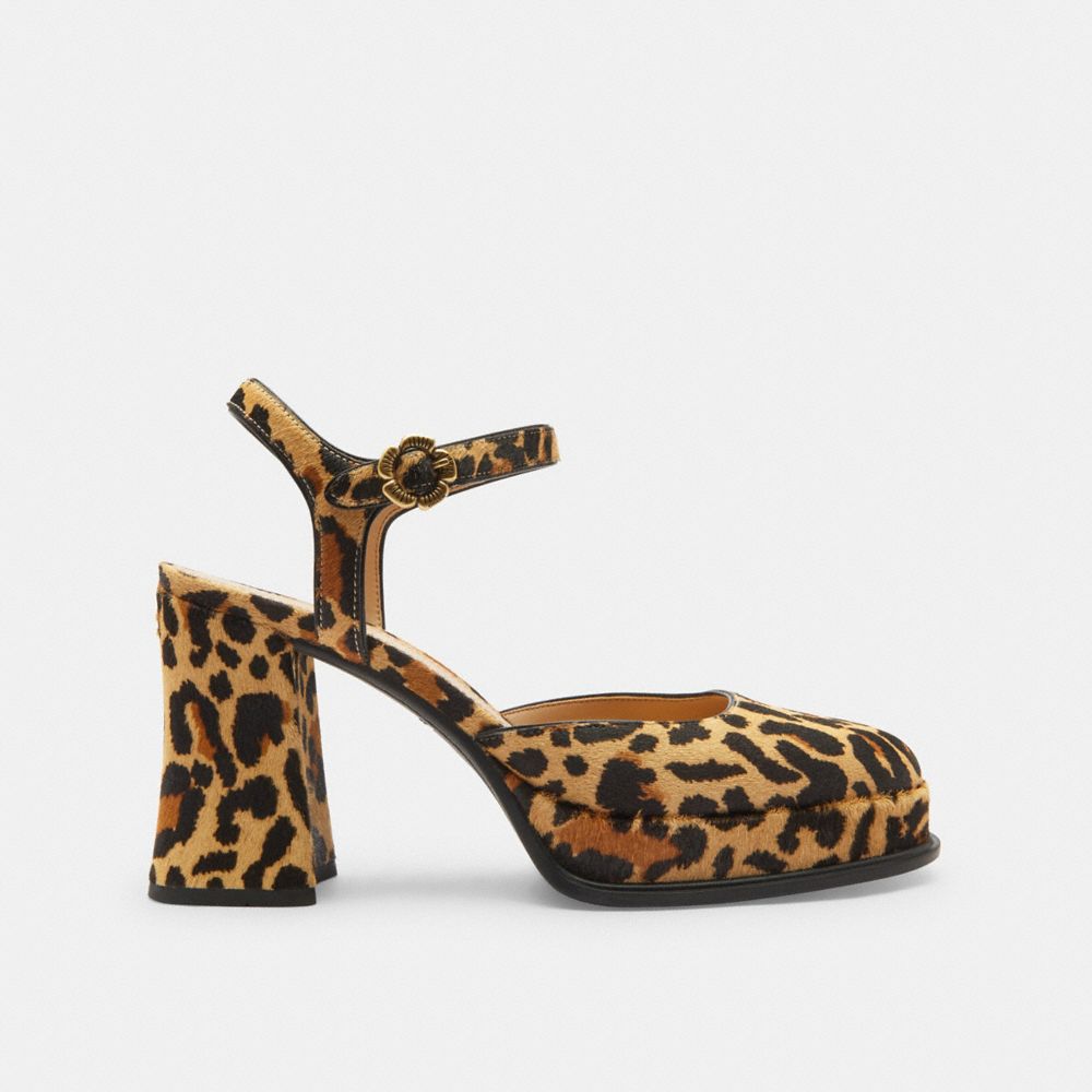 Women's Coach Tea Rose Pump With Leopard Print Natural Leopard
