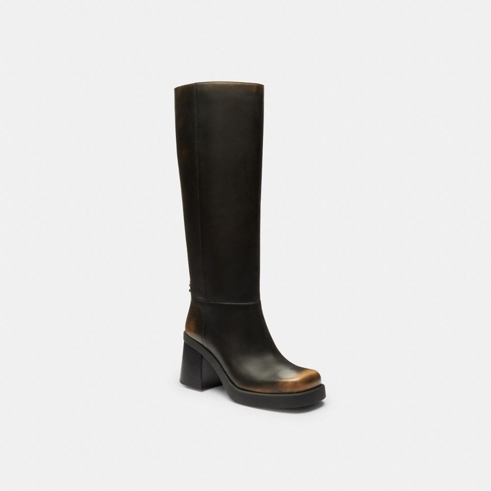 Women's Coach Sculpted C Tall Boot In Loved Leather Black