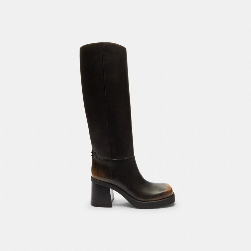 Women's Coach Sculpted C Tall Boot In Loved Leather Black
