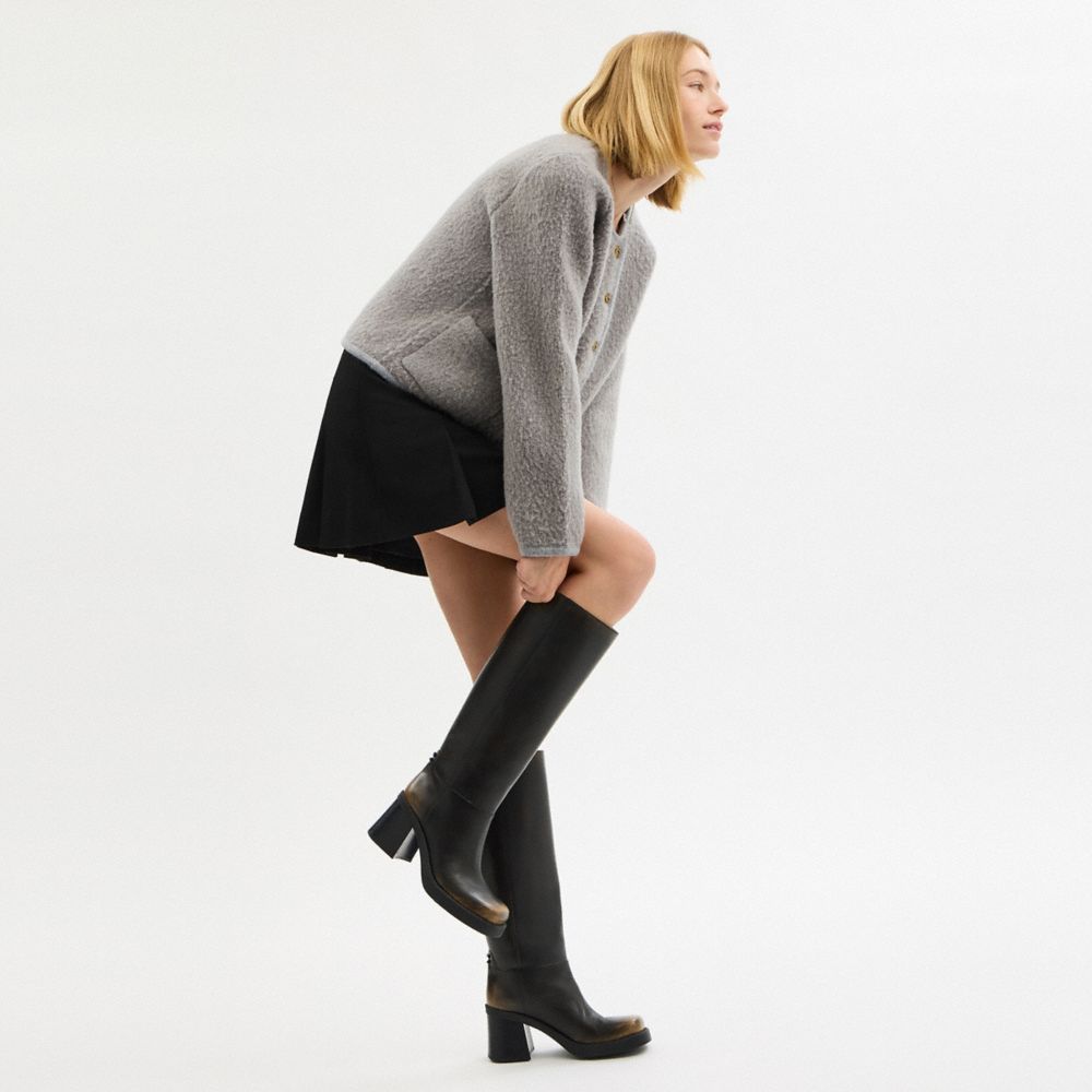 Women's Coach Sculpted C Tall Boot In Loved Leather Black