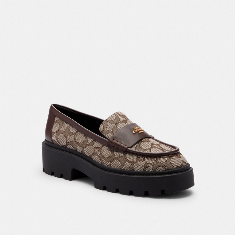 Women's Coach Lucy Loafer In Signature Jacquard Oak Maple