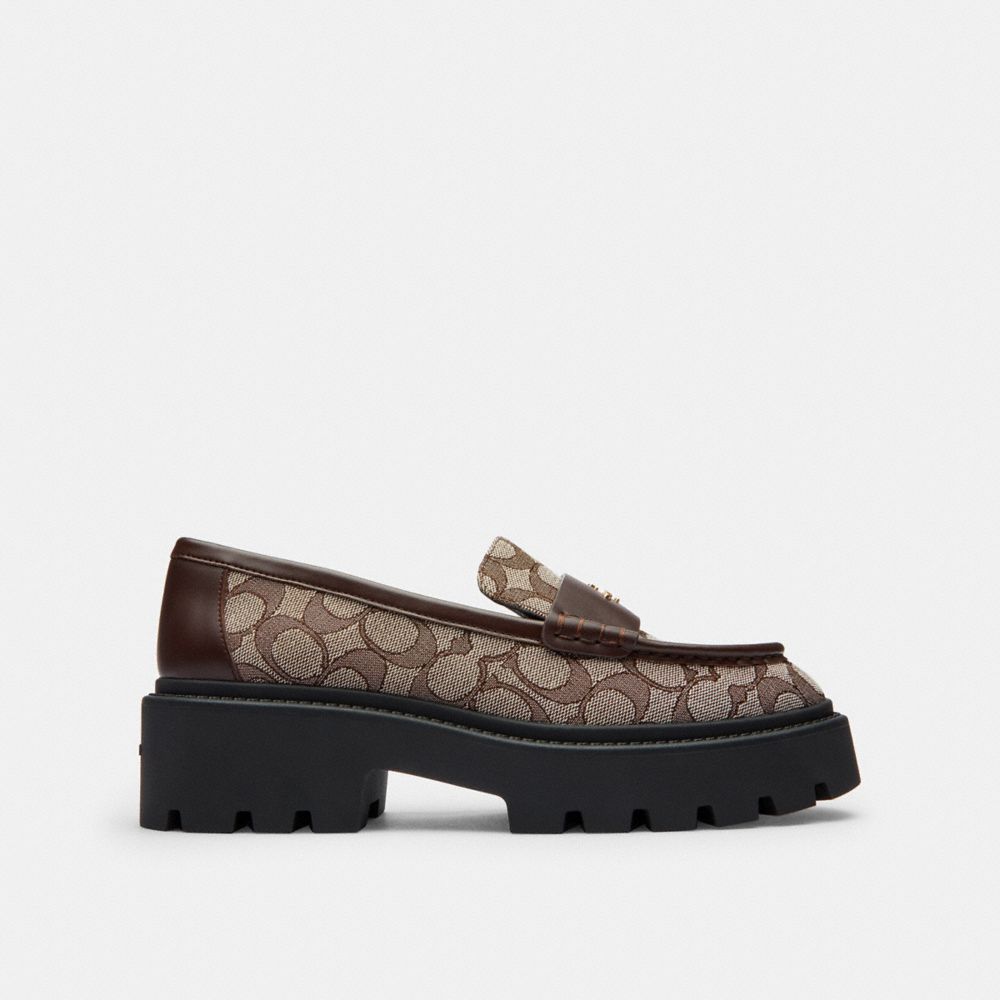 Women's Coach Lucy Loafer In Signature Jacquard Oak Maple