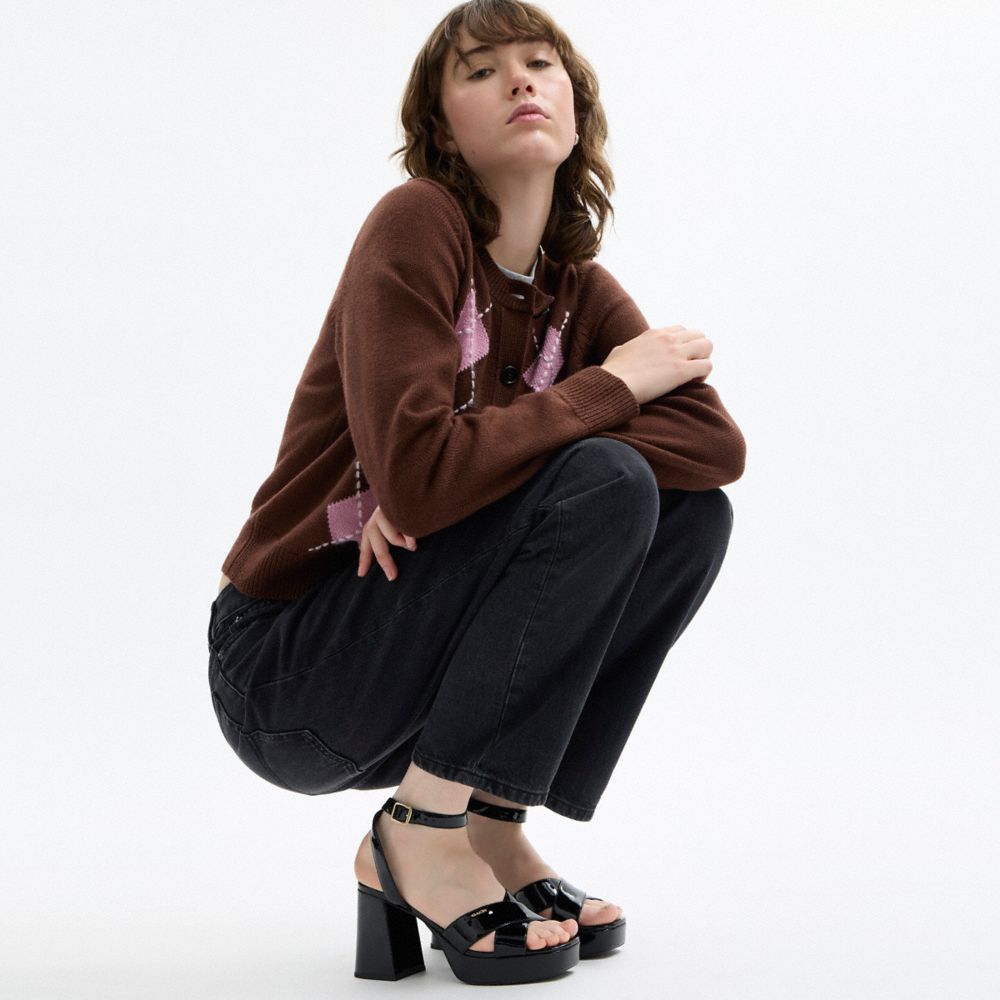Women's Coach Block Heel Sandal Black