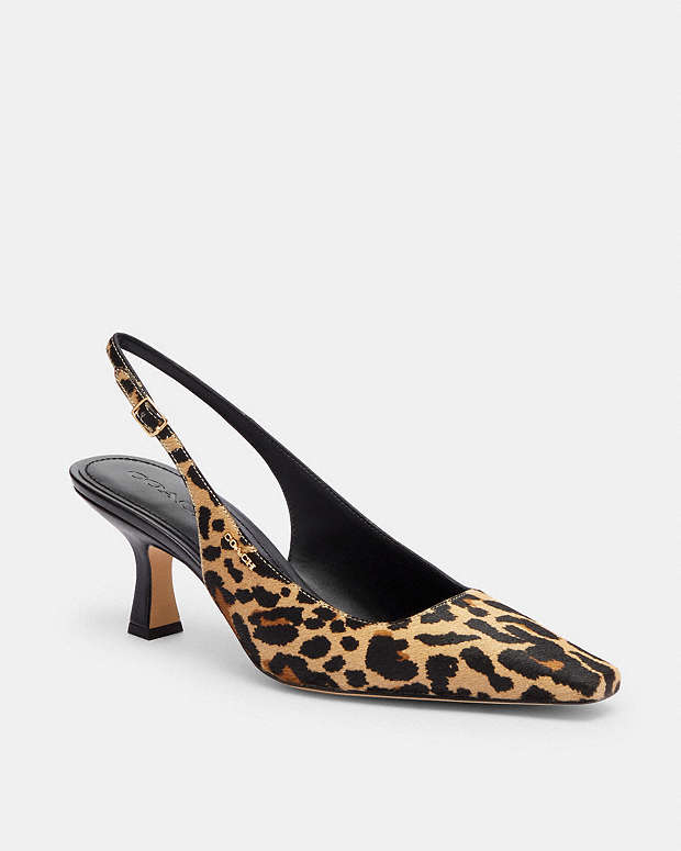 Slingback Heel With Leopard Print Tan & Black Tan & Black