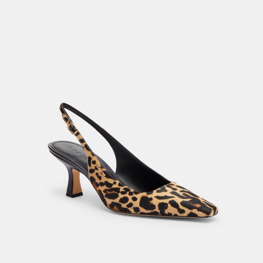 Coach Slingback Heel With Leopard Print Tan & Black