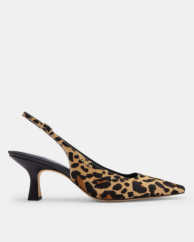 Slingback Heel With Leopard Print Tan & Black Tan & Black
