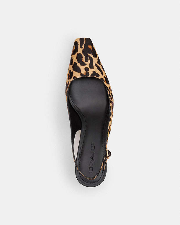 Slingback Heel With Leopard Print Tan & Black Tan & Black