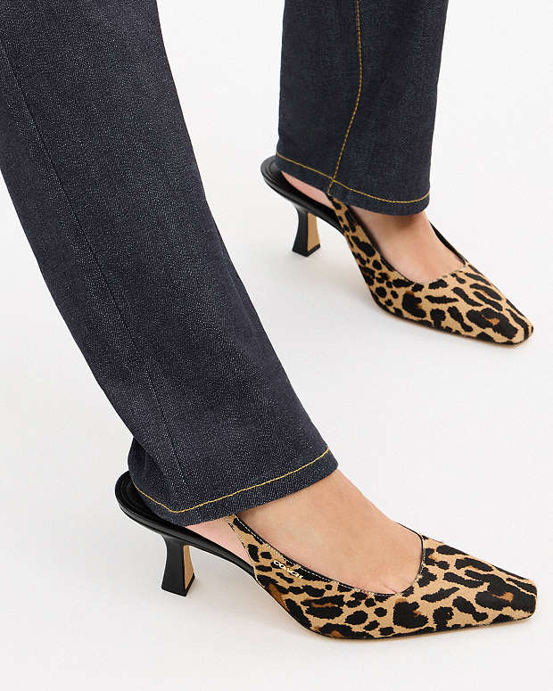 Slingback Heel With Leopard Print Tan & Black Tan & Black