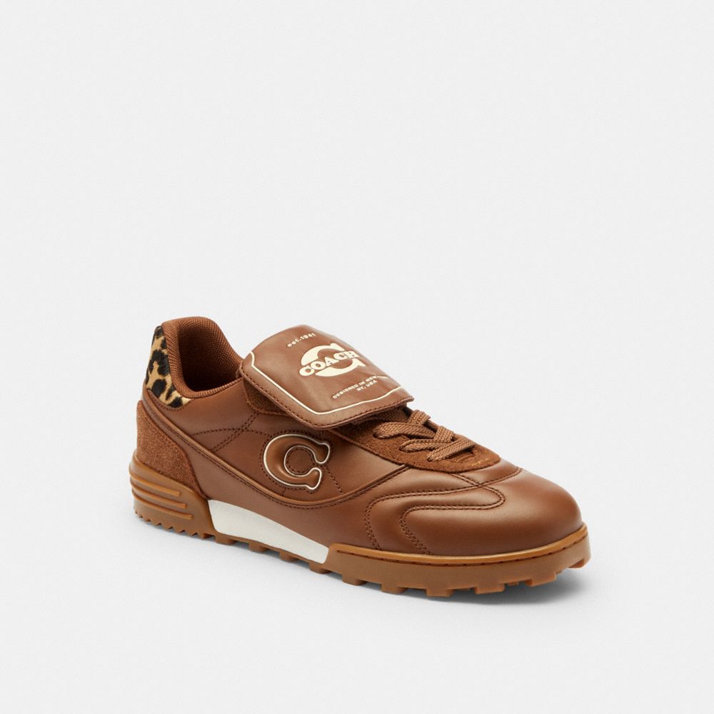 Women's Coach Match Sneaker With Leopard Print Sable Multi