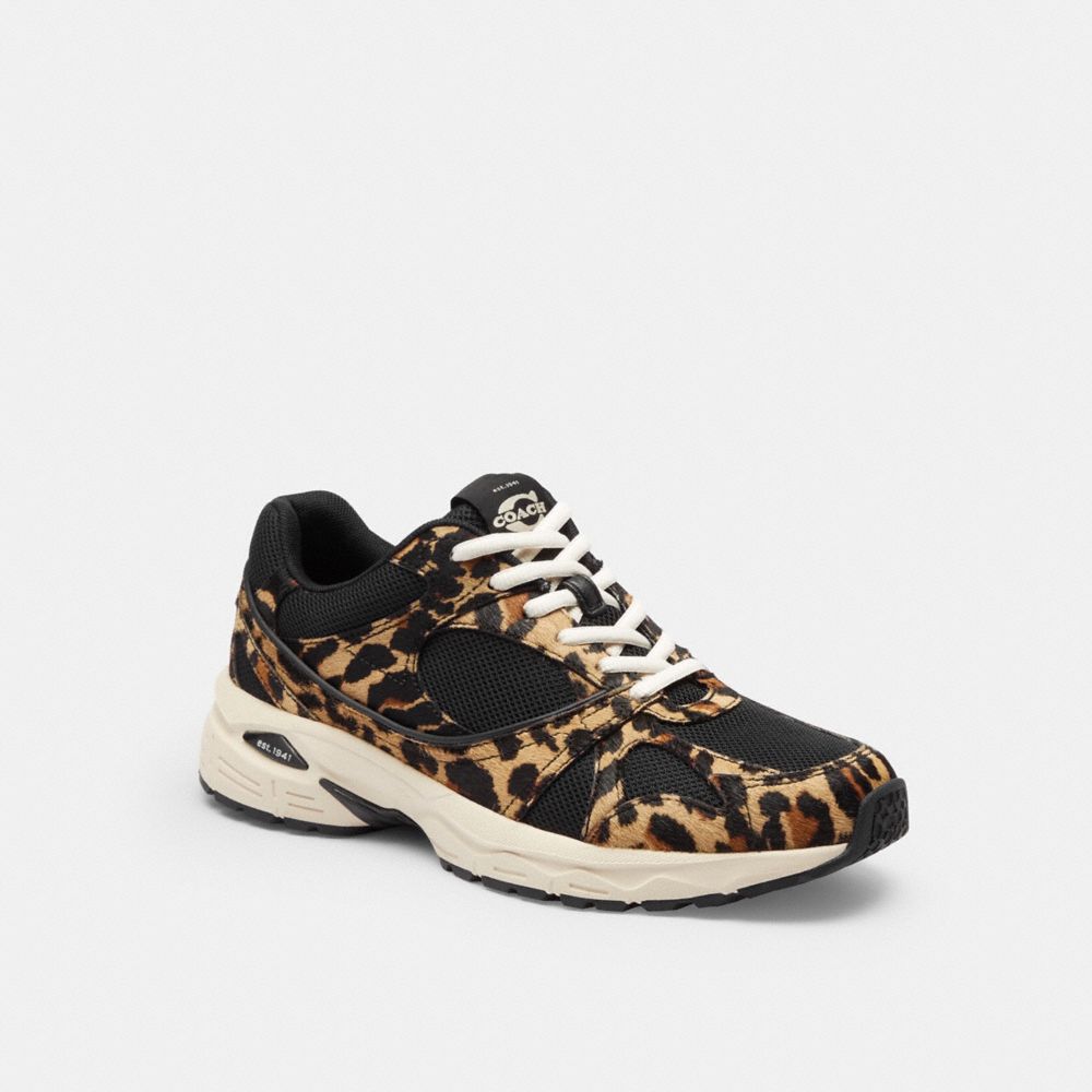 Women's Coach Sport Sneaker With Leopard Print Black Leopard