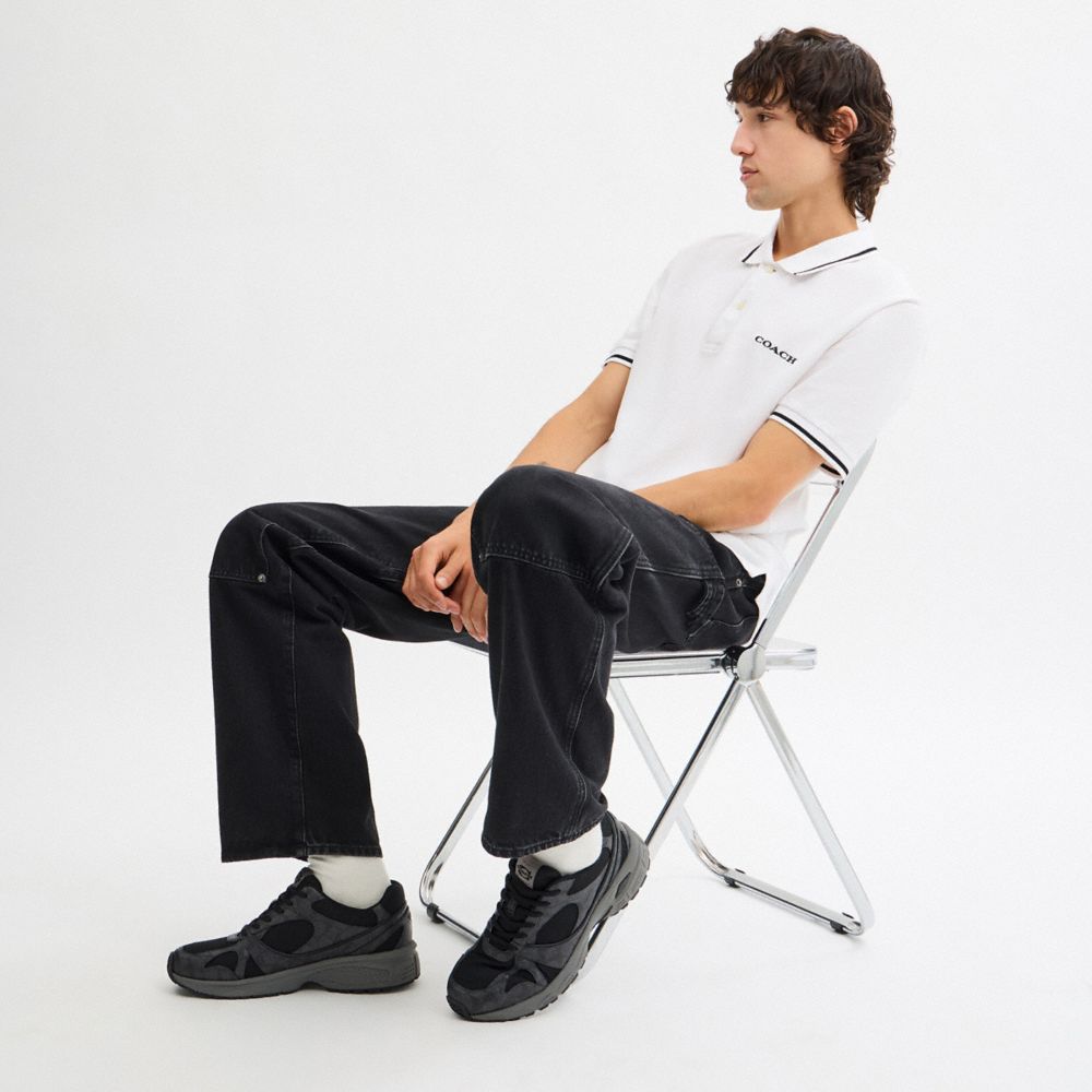 Men's Coach Sport Sneaker In Signature Canvas Charcoal Black