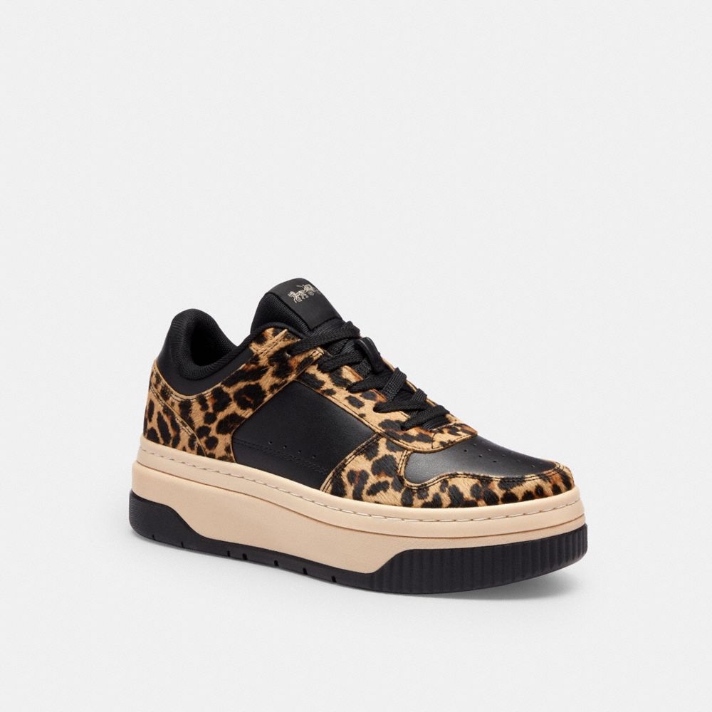 Coach Platform Sneaker With Leopard Print Black Leopard