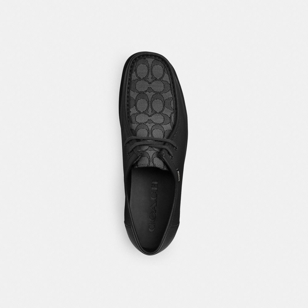 Coach Chukka Shoe With Signature Canvas Charcoal Black