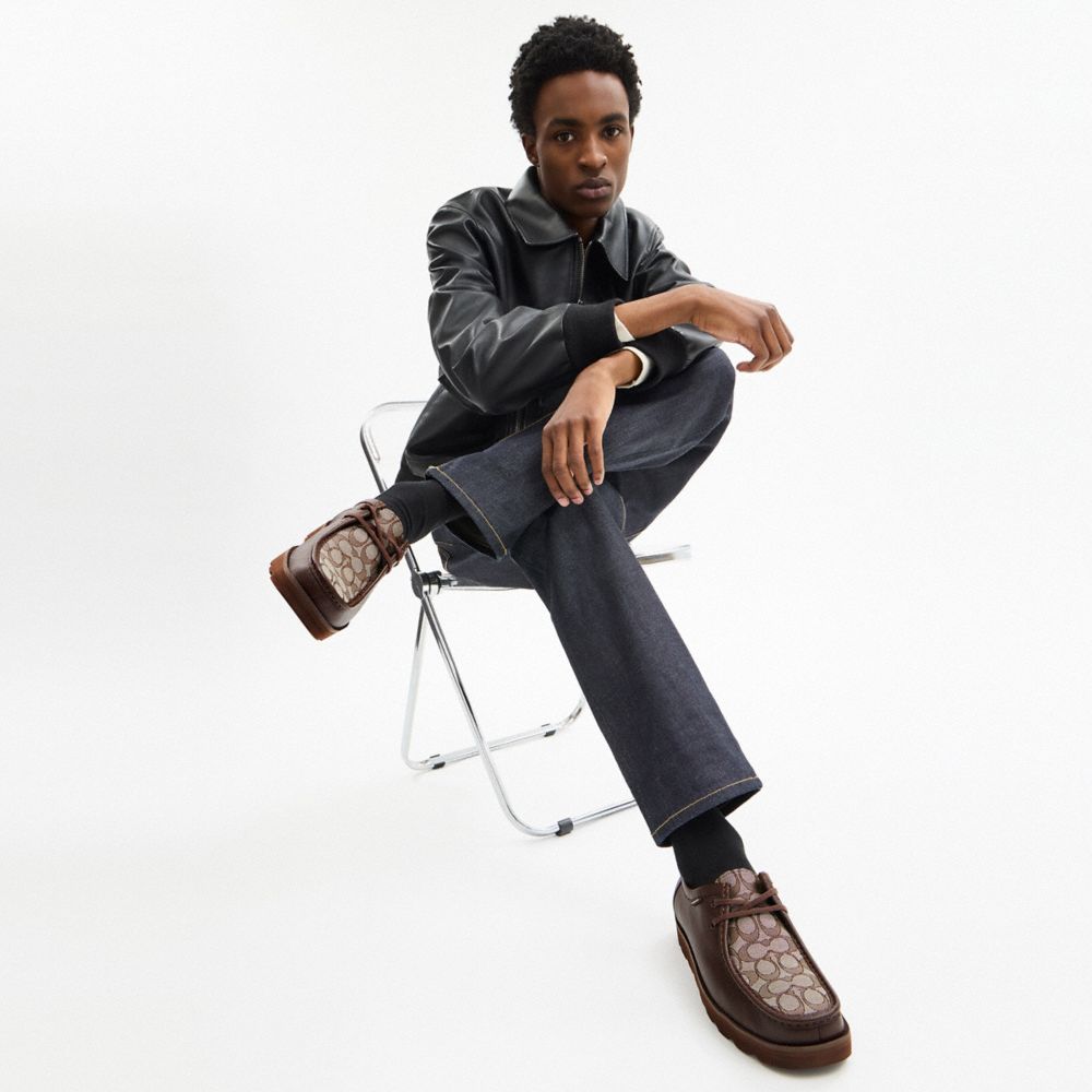 Men's Coach Chukka Shoe With Signature Canvas Oak Maple
