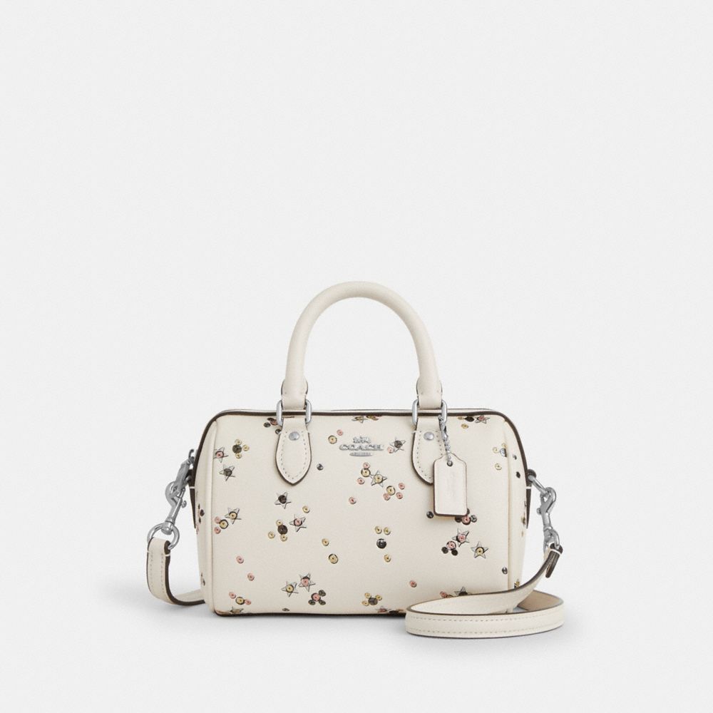 Coach Mini Rowan Crossbody Bag With Star Print Silver