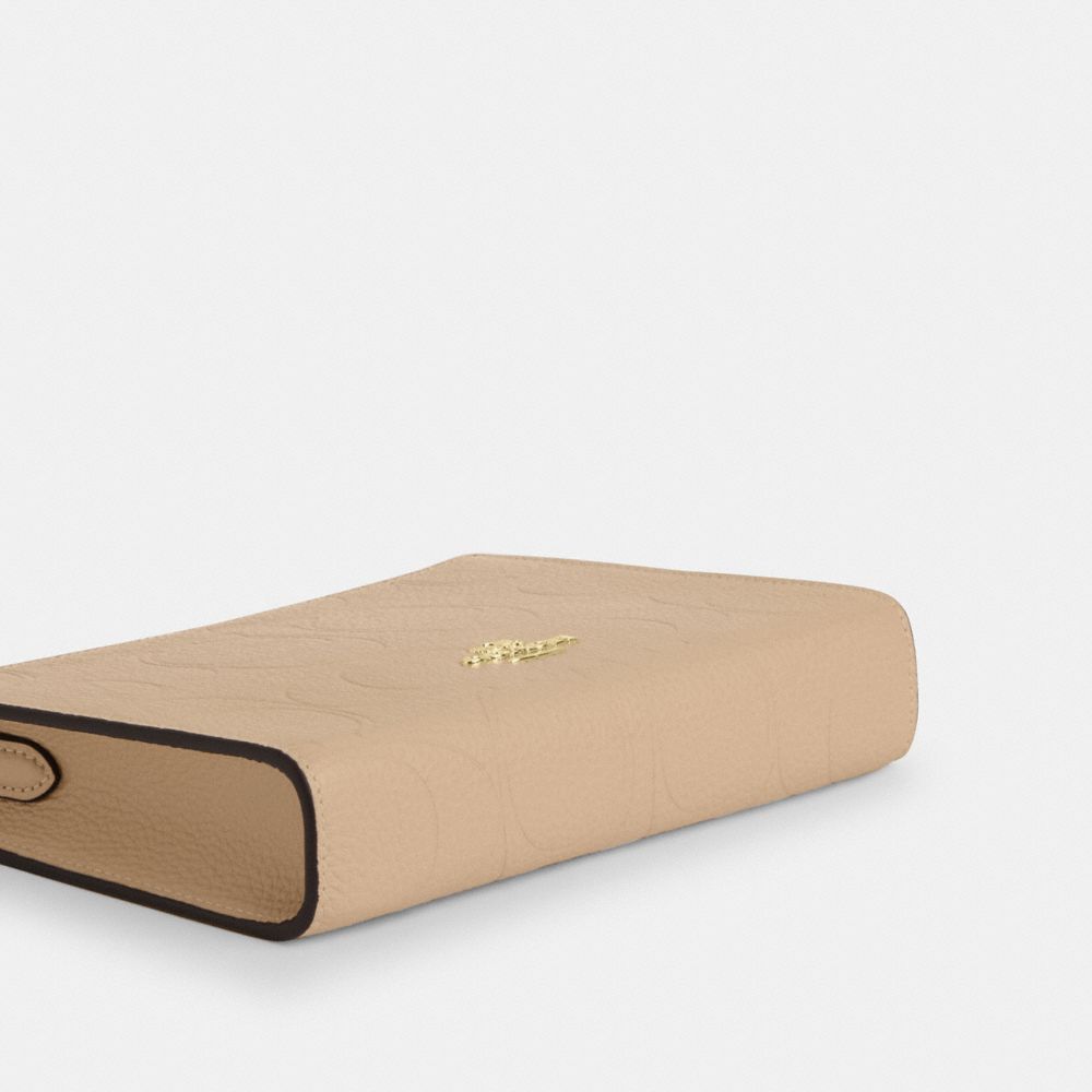 Coach Slim Crossbody Bag In Signature Leather Gold Oat