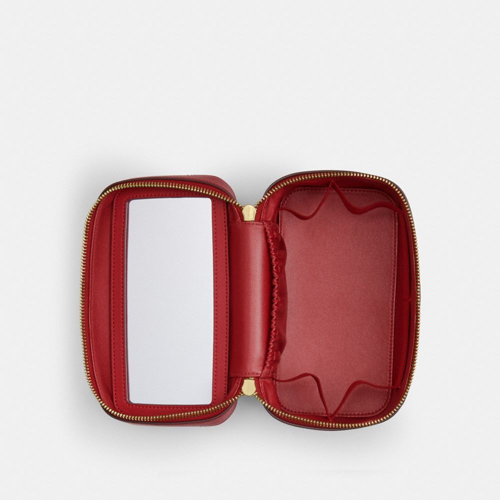 Coach Cosmetic Case In Maxi Signature Canvas Im Walnut True Red