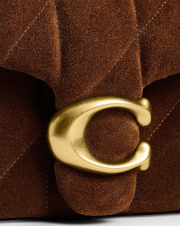 Tabby Shoulder Bag 20 With Quilting Suede-Brass-Warm Brown Suede-Brass-Warm Brown