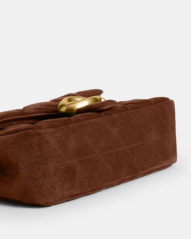 Tabby Shoulder Bag 26 With Quilting Suede-Brass-Warm Brown Suede-Brass-Warm Brown