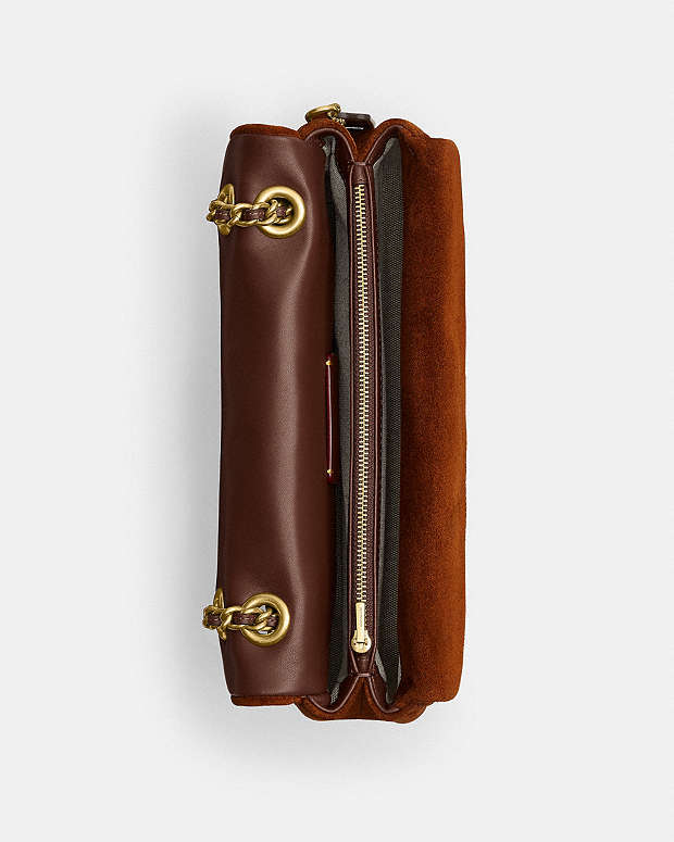 Tabby Shoulder Bag 26 With Quilting Suede-Brass-Warm Brown Suede-Brass-Warm Brown