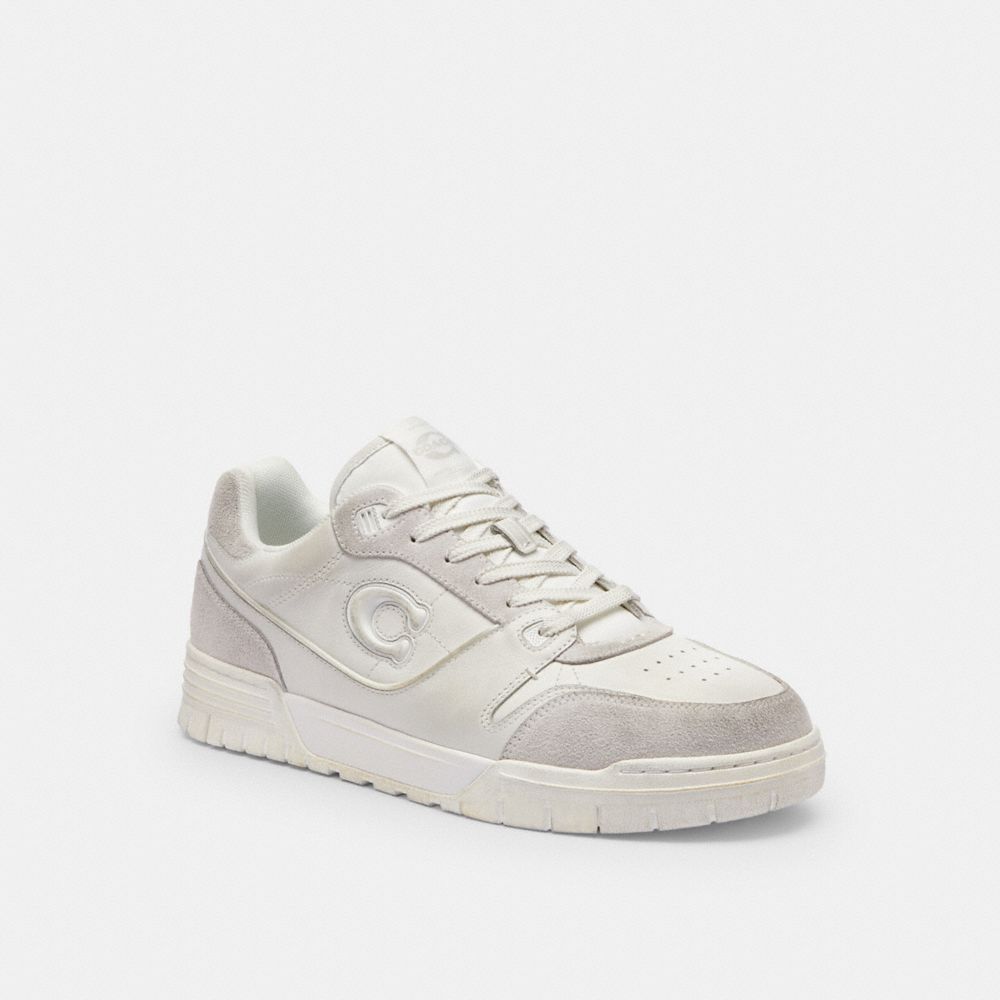 Men's Coach Soho Sneaker In Distressed Leather Glacier White