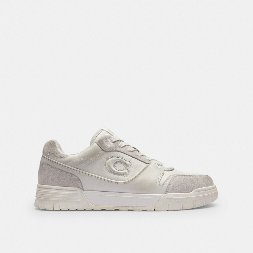 Men's Coach Soho Sneaker In Distressed Leather Glacier White