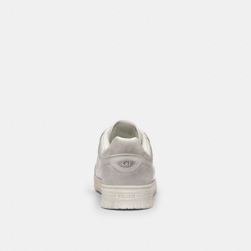 Men's Coach Soho Sneaker In Distressed Leather Glacier White