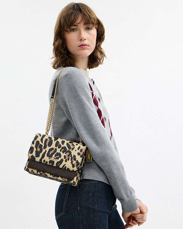 Klare Crossbody Bag With Leopard Print And Signature Canvas Pebbled Leather-Im-Leopard-Walnut Multi Pebbled Leather-Im-Leopard-Walnut Multi