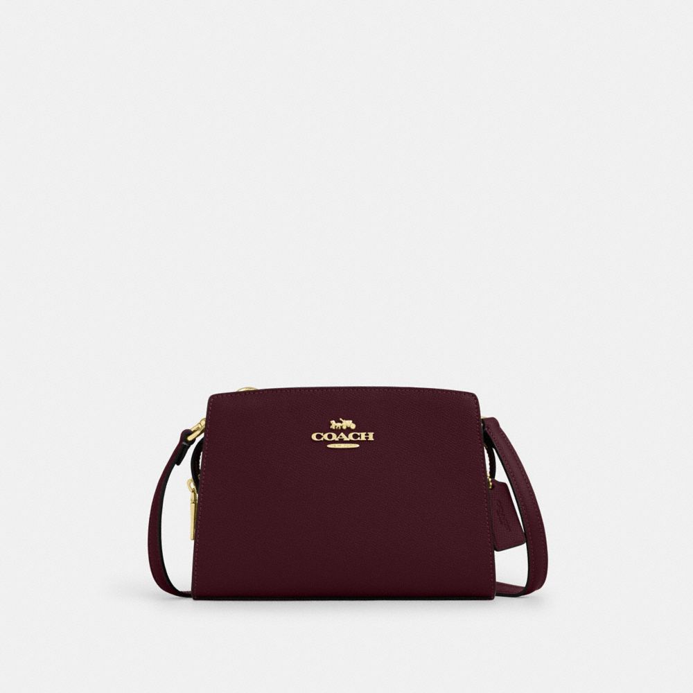 Coach Gia Crossbody Bag Gold Dark Wine