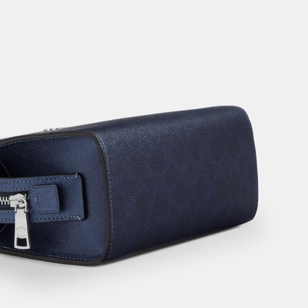 Coach Gia Crossbody Bag In Signature Canvas Silver Blue Navy