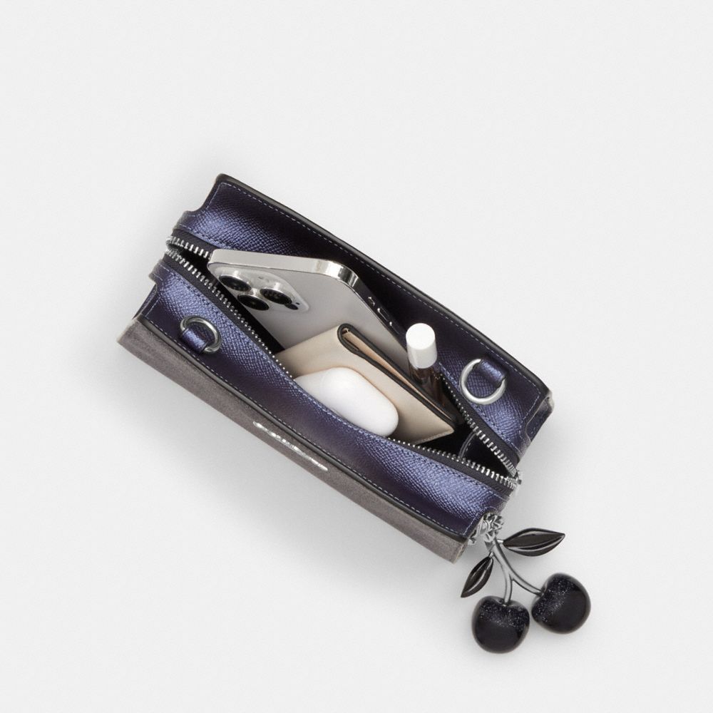 Coach Gia Crossbody Bag In Signature Canvas Silver Blue Navy