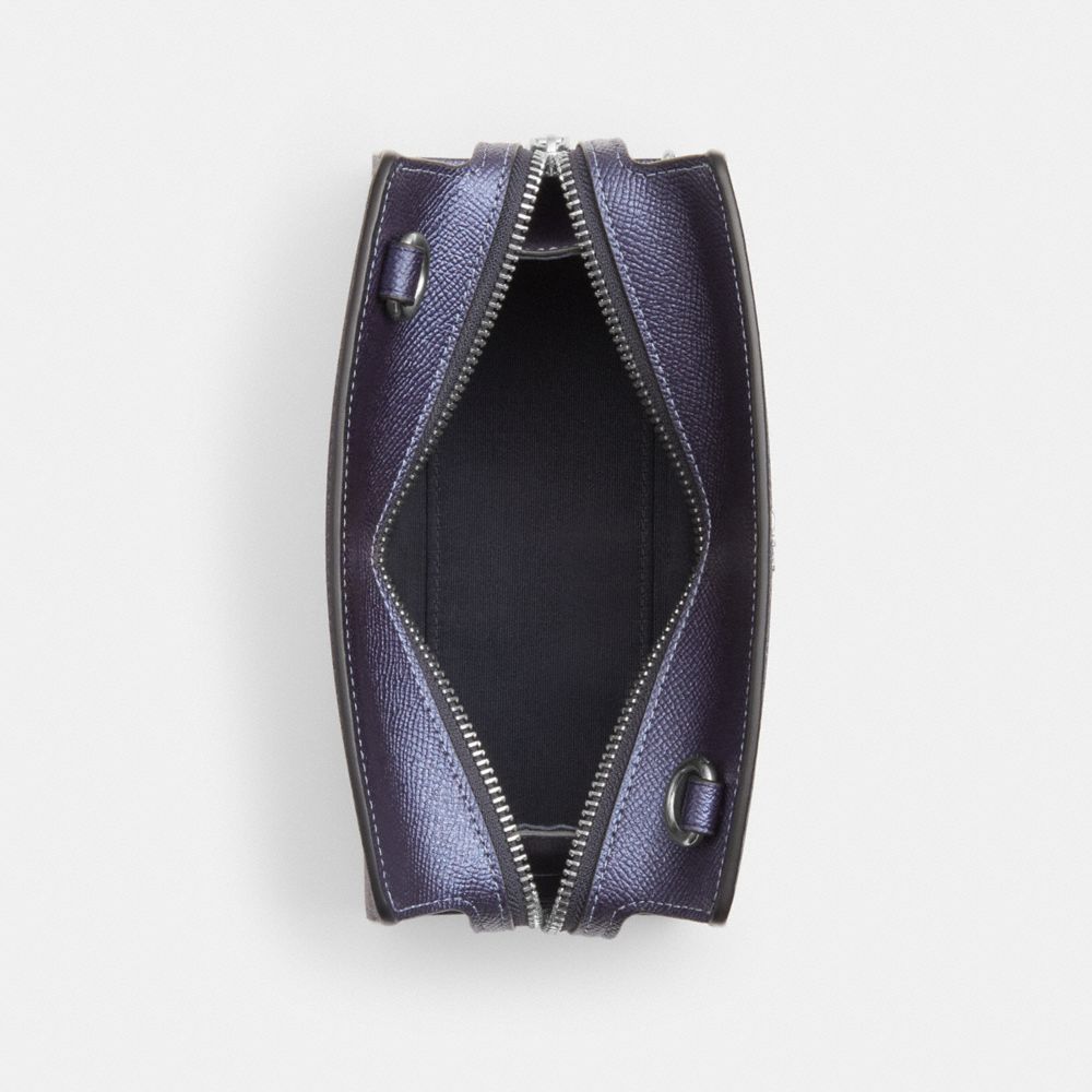 Coach Gia Crossbody Bag In Signature Canvas Silver Blue Navy