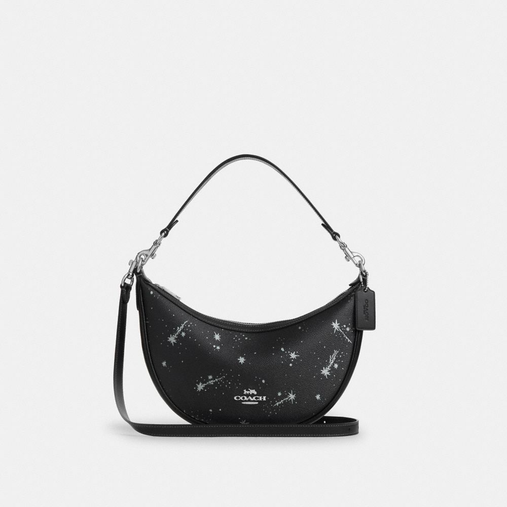 Coach Aria Shoulder Bag With Star Print Silver Black Multi
