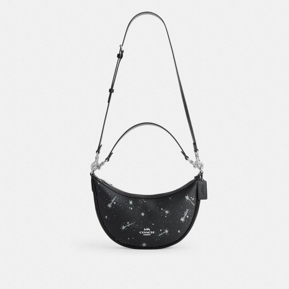 Coach Aria Shoulder Bag With Star Print Silver Black Multi