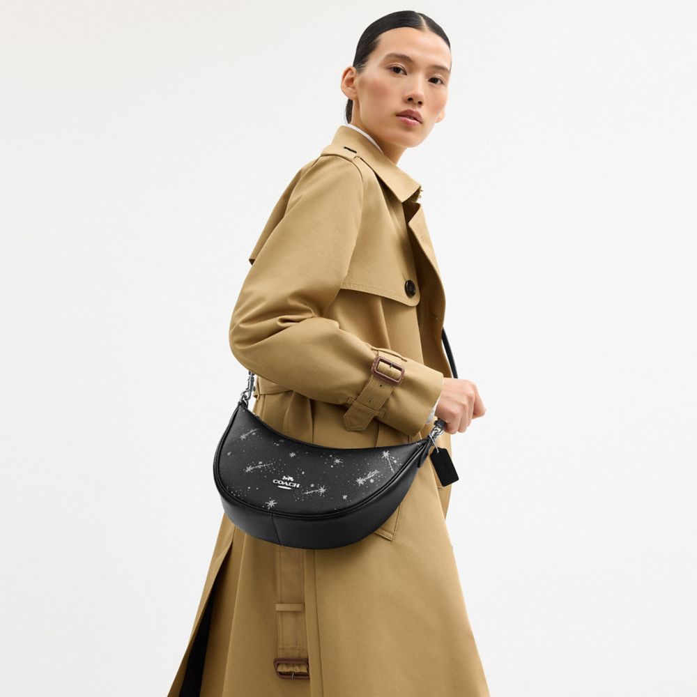 Coach Aria Shoulder Bag With Star Print Silver Black Multi