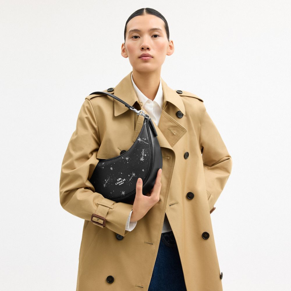 Coach Aria Shoulder Bag With Star Print Silver Black Multi