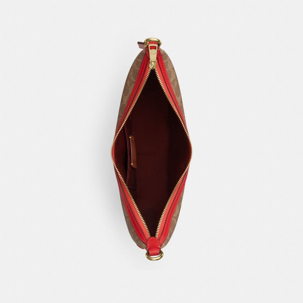 Coach Aria Shoulder Bag In Signature Canvas Gold Tan Carnation