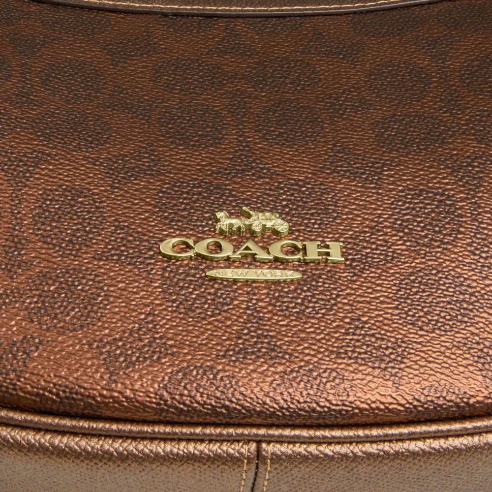 Coach Aria Shoulder Bag In Signature Canvas Gold Brown Copper