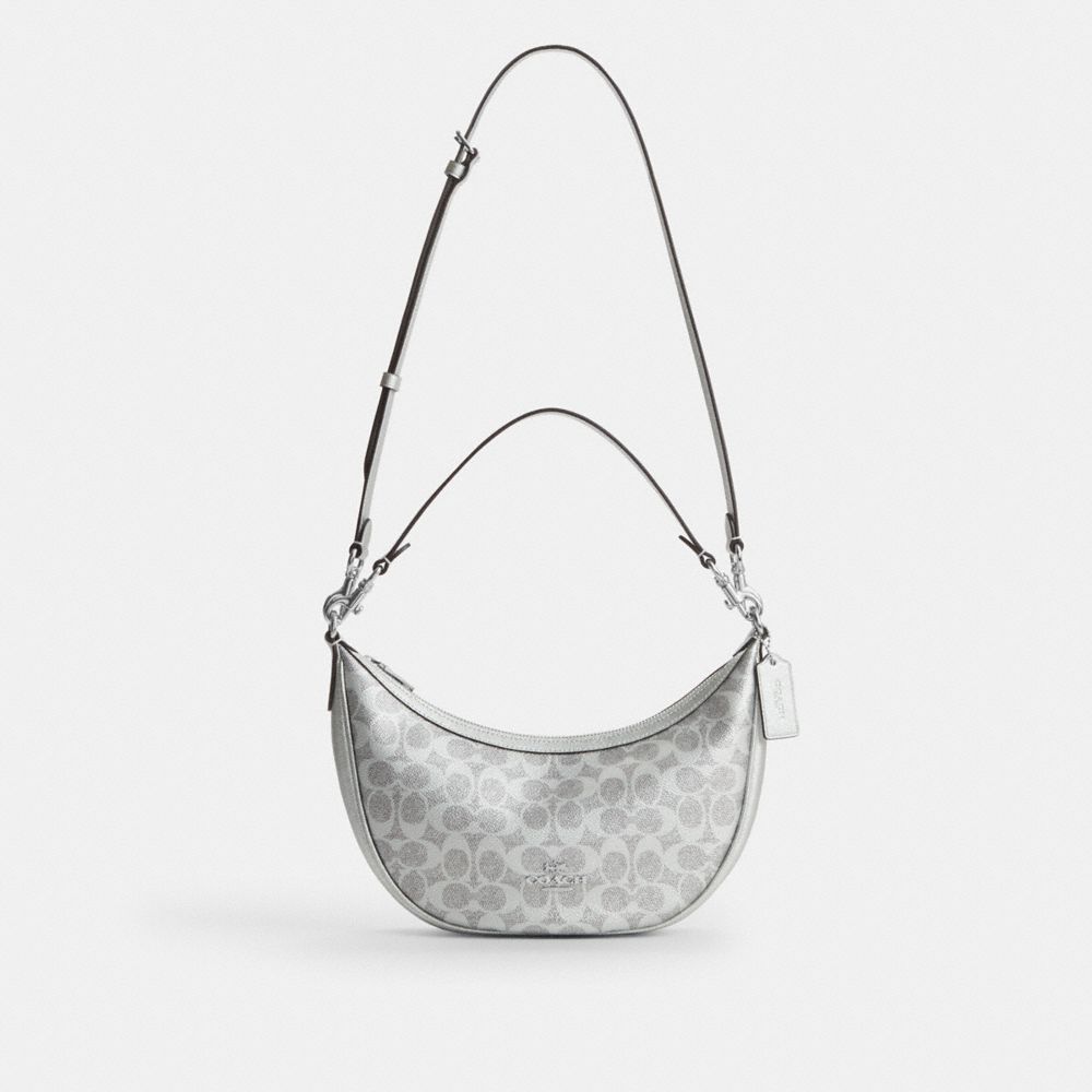 Coach Aria Shoulder Bag In Signature Canvas Sv Gray Silver