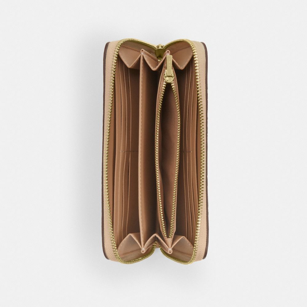 Coach Long Zip Around Wallet In Signature Leather Gold