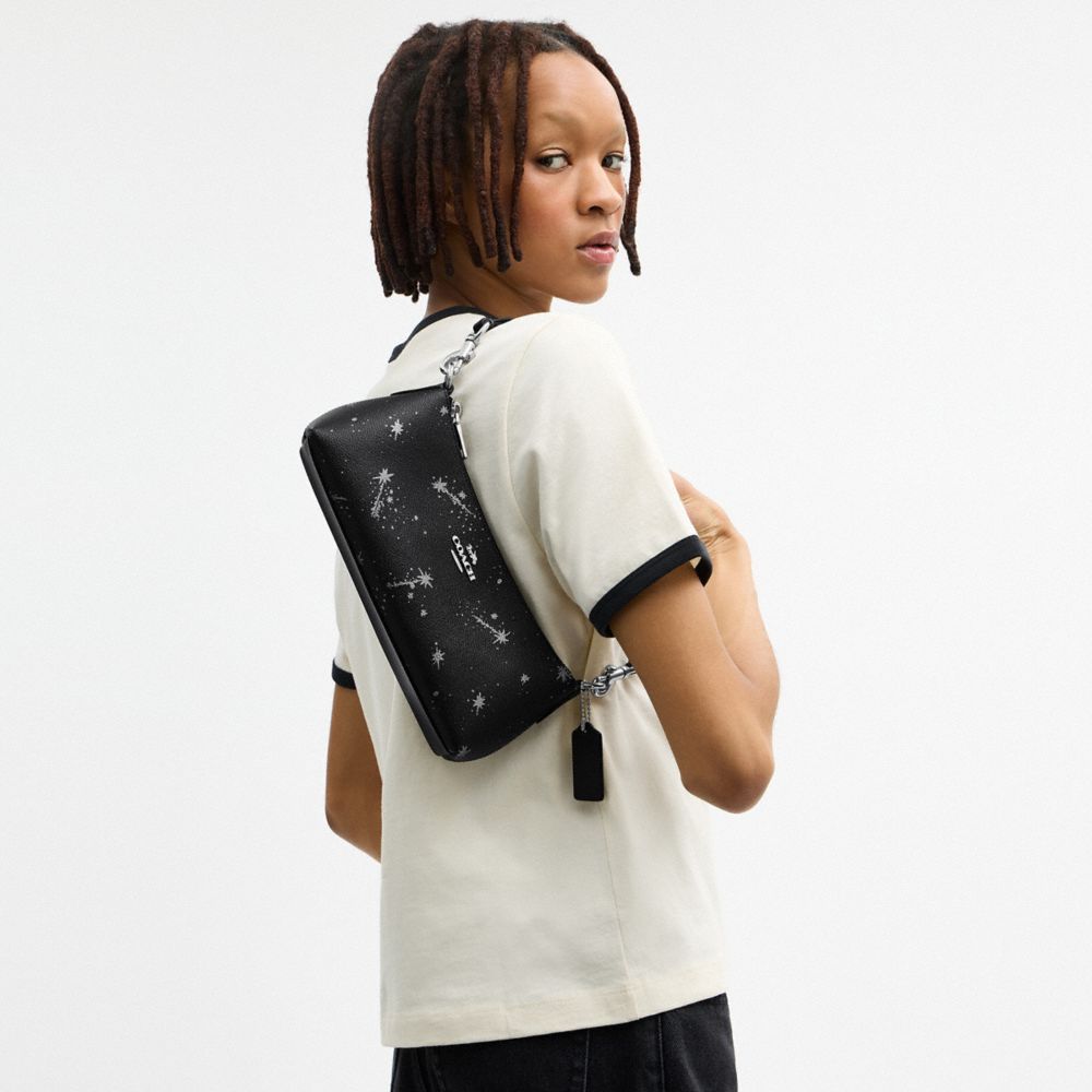 Coach Charlotte Shoulder Bag With Star Print Silver Black Multi