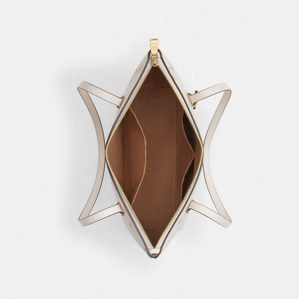 Coach Fiona Zip Tote Bag With Star Print Gold Chalk Multi