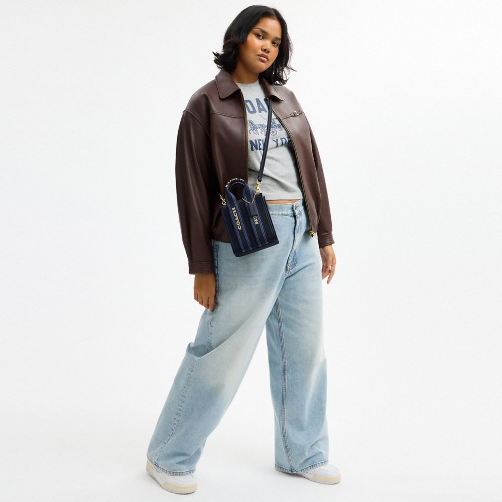 Coach Smith Mini Tote Bag In Regenerative Cotton Gold Dark Den Gold Multi