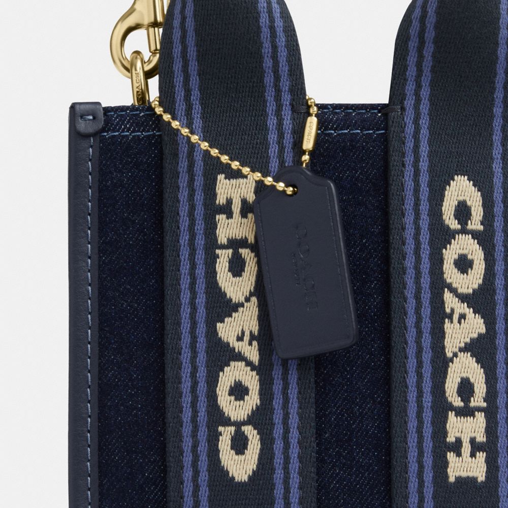 Coach Smith Mini Tote Bag In Regenerative Cotton Gold Dark Den Gold Multi