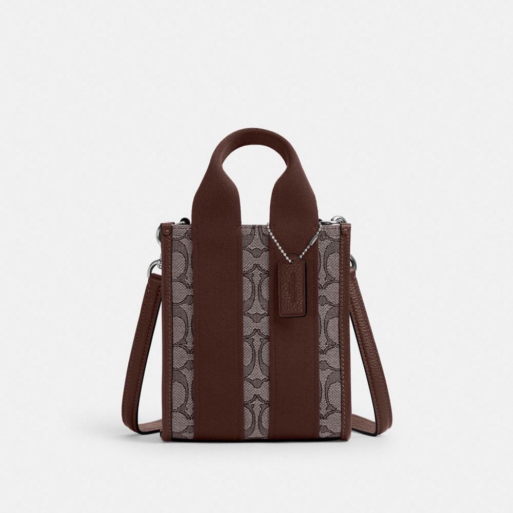 Coach Smith Mini Tote Bag In Signature Jacquard Silver Oak Maple