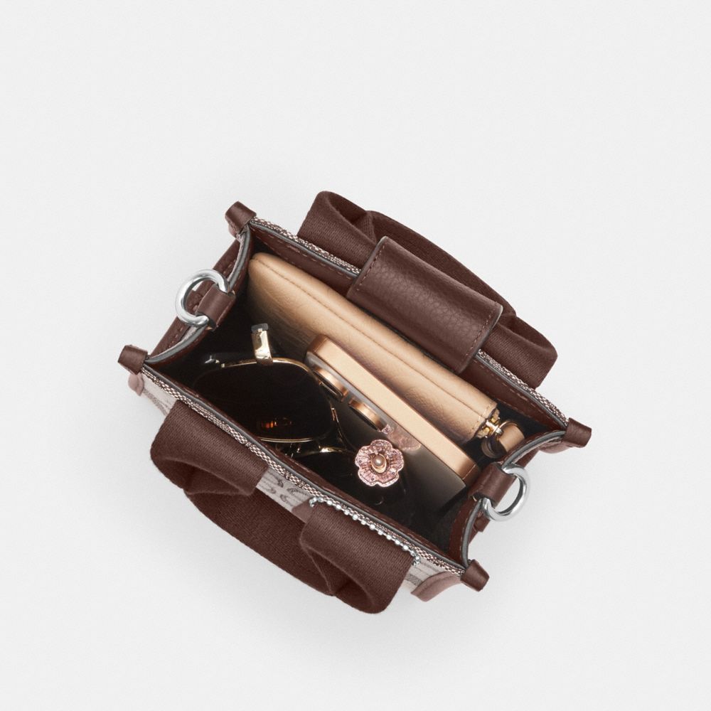 Coach Smith Mini Tote Bag In Signature Jacquard Silver Oak Maple